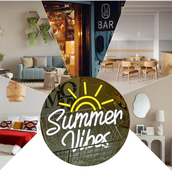 New Summer Vibes Neon Sign, Dimmable USB LED Light for Beach Bar & Wall Decor - Picture 6 of 7